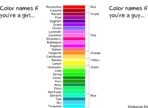 Color variety: men versus women